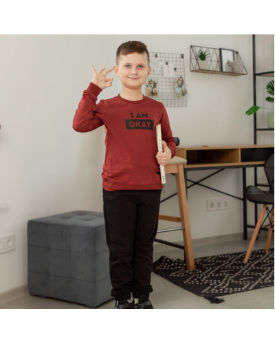 Детский костюм для мальчика GABBI KS-24-16 терракотовый - фото №1 | Детская одежда ТМ GABBI