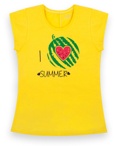 Детская футболка для девочки GABBI FT-21-9-1 жёлтая - фото №1 | Детская одежда ТМ GABBI
