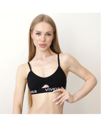 Топ женский с разрезом Tpw-24-5 Vivioji чёрный - фото №1 | Детская одежда ТМ GABBI
