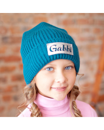 Детская шапка зимняя вязаная для девочки GABBI GSK-149 бирюзовая - фото №1 | Детская одежда ТМ GABBI