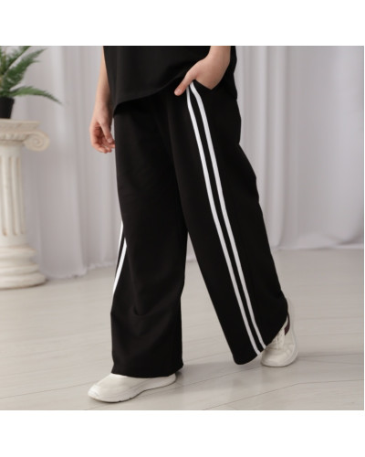Подростковые брюки палаццо GBI Teens BRTD-25-1 чёрные - фото №1 | Детская одежда ТМ GABBI