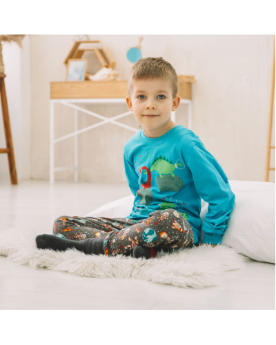 Детская пижама для мальчика GABBI PGМ-21-1 бирюзовая - фото №1 | Детская одежда ТМ GABBI
