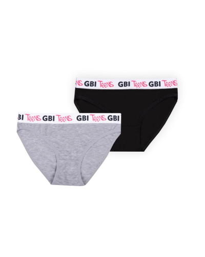Подростковые трусы для девочки GBI Teens TRDT-24-2 (комплект 2 шт.) серый меланж - фото №1 | Детская одежда ТМ GABBI
