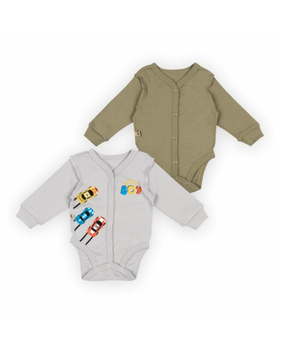 Детский комплект боди для мальчика GABBI BD-24-2 (2 шт.) хаки - фото №1 | Детская одежда ТМ GABBI
