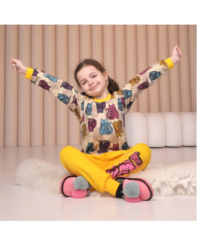 Детская пижама для девочки GABBI PGD-21-22 жёлтая - фото №1 | Детская одежда ТМ GABBI