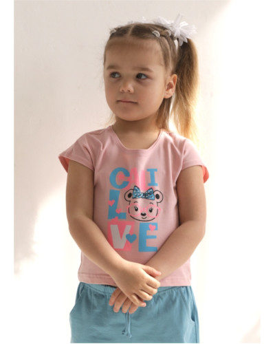 Детская футболка для девочки GABBI FT-25-15 пудровая - фото №1 | Детская одежда ТМ GABBI