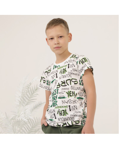 Подростковая футболка Набивка GBI Teens зелёная - фото №1 | Детская одежда ТМ GABBI