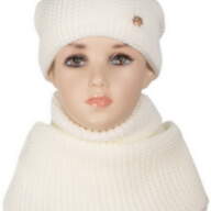 Дитяча зимова шапка в&#039;язана для дівчинки GSK-77 з шарфом-снудом - Детская шапка зимняя вязаная для девочки GSK-77 с шарфом-снудом