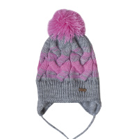 Дитяча шапка з вушками зимова в'язана для дівчинки GSK-160