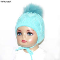 Дитяча шапка з вушками зимова в&#039;язана для дівчинки GSK-61 - Детская шапка зимняя вязаная для девочки GSK-61