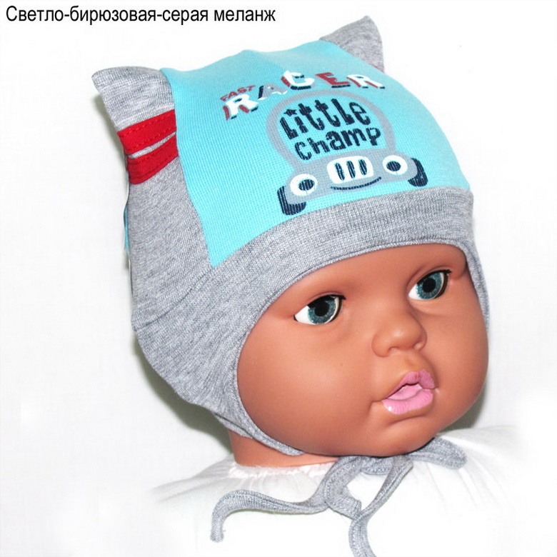 Детская шапка с ушками для мальчика GSK-28 *Машина*