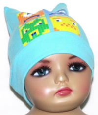 Детская шапка с ушками для мальчика GSK-37 *Пиксели*