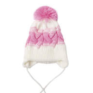 Детская шапка с ушками зимняя вязаная для девочки GSK-160  - Детская шапка зимняя вязаная для девочки GSK-160 