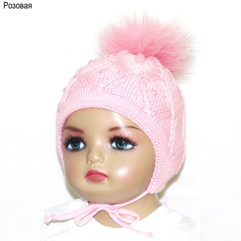 Детская шапка с ушками зимняя вязаная для девочки GSK-61