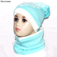 Детская шапка для девочки GSK-26 с шарфом-снудом *Сердце*
