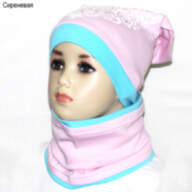 Детская шапка для девочки GSK-26 с шарфом-снудом *Сердце*